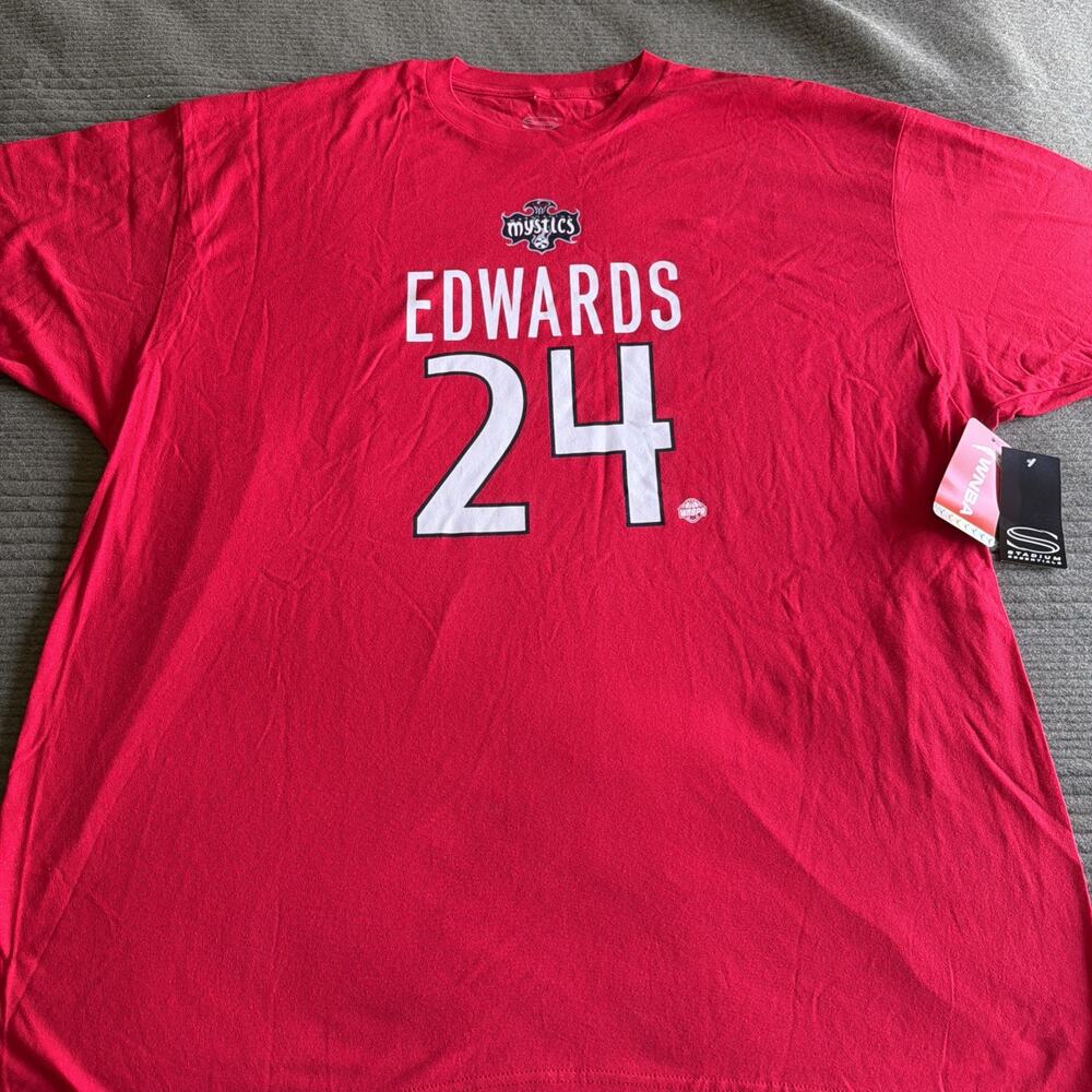 Washington Mystics Aaliyah Edwards Men's 2XL Stadium Essentials Red T-Shirt